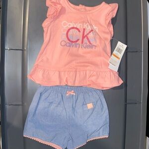 NWT 2PC Calvin Klein shirt and shorts for 12M